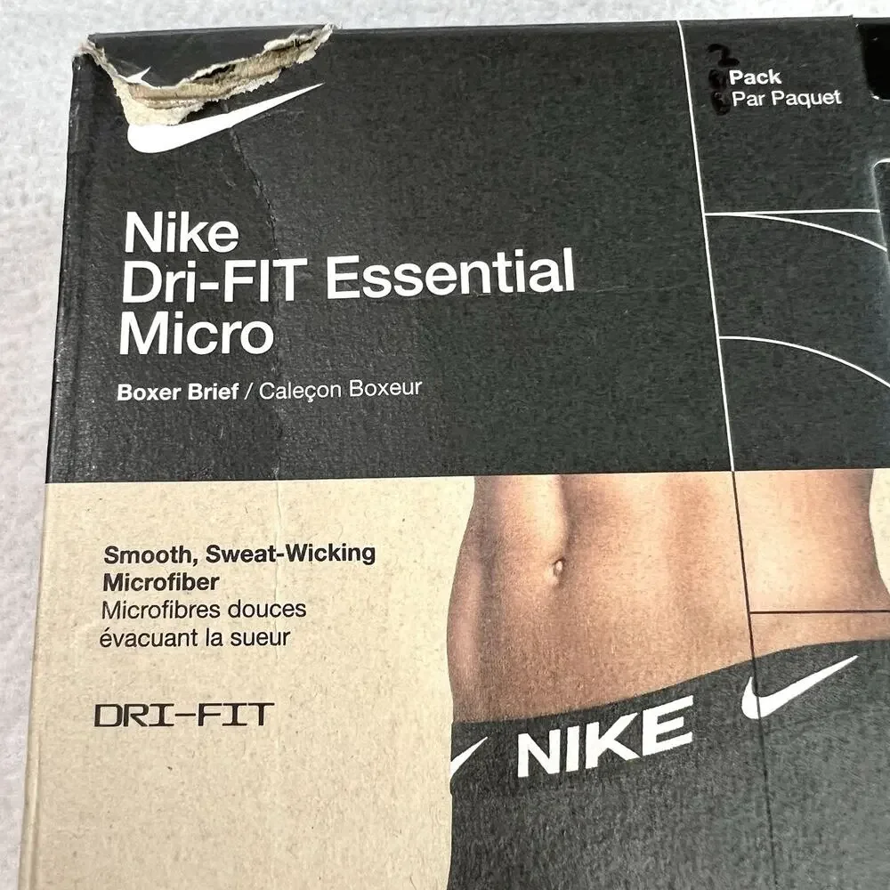 Nike Dri-FIT Essential Micro Men's Boxer Brief 2 Pack 5” inseam Medium Black NEW